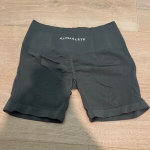 Alphalete Black High-Rise Bike Shorts with Logo